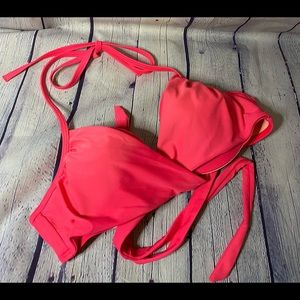Victoria’s Secret Neon Coral Wrap Bikini Top 36B